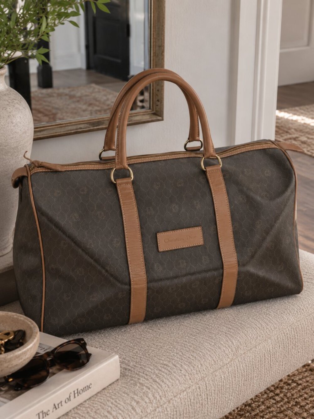 Christian Dior Honeycomb Vintage Boston Duffle Bag with COA